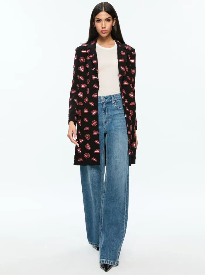 Jackets Coats Women Alice Olivia Tom Wesselmann Bret Long Blazer Lip Sync Black
