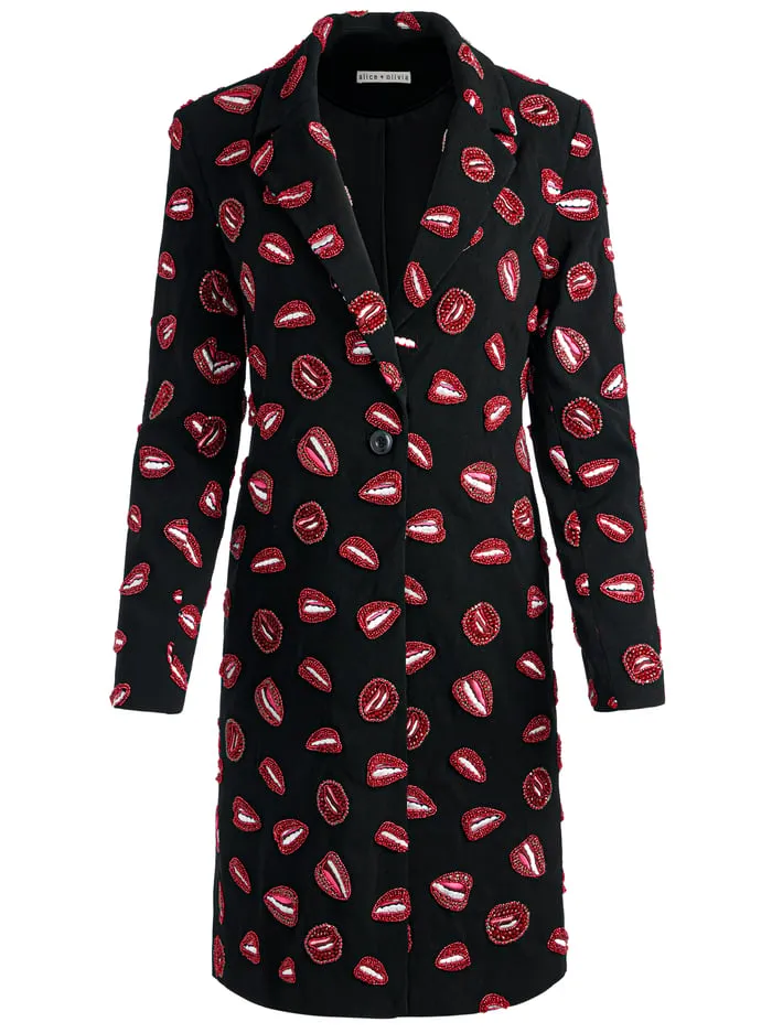 Jackets Coats Women Alice Olivia Tom Wesselmann Bret Long Blazer Lip Sync Black