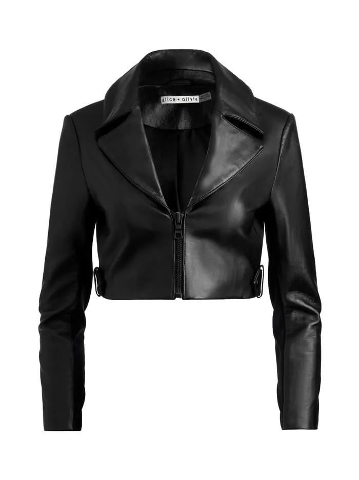 Jackets Coats Women Alice Olivia Yardley Leather Jacket Black