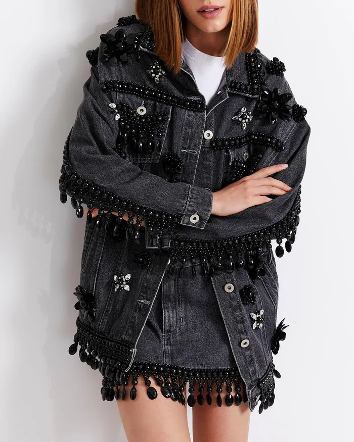 Jackets Women PatBO HANDBEADED DENIM JACKET RUNWAY