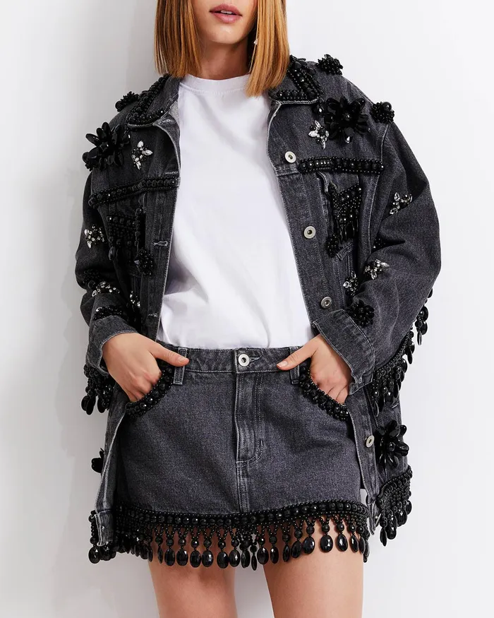 Jackets Women PatBO HANDBEADED DENIM JACKET RUNWAY