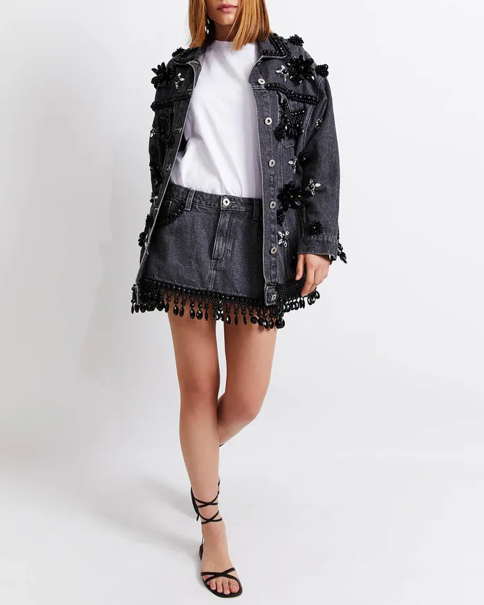Jackets Women PatBO HANDBEADED DENIM JACKET RUNWAY