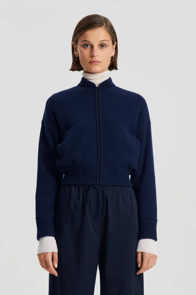 Jackets Women Scanlan Theodore CASHMERE BOMBER Navy X Jackets Women Scanlan Theodore CASHMERE BOMBER Navy X
