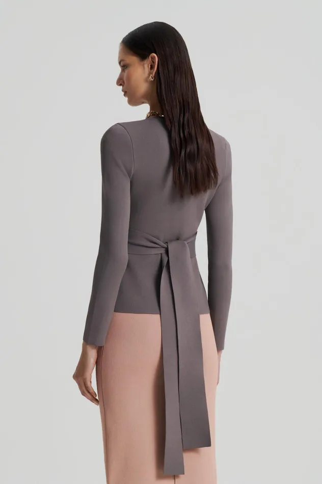 Jackets Women Scanlan Theodore CREPE KNIT CURVED HEM JACKET Torba Jackets Women Scanlan Theodore CREPE KNIT CURVED HEM JACKET Torba