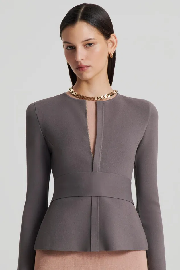 Jackets Women Scanlan Theodore CREPE KNIT CURVED HEM JACKET Torba Jackets Women Scanlan Theodore CREPE KNIT CURVED HEM JACKET Torba