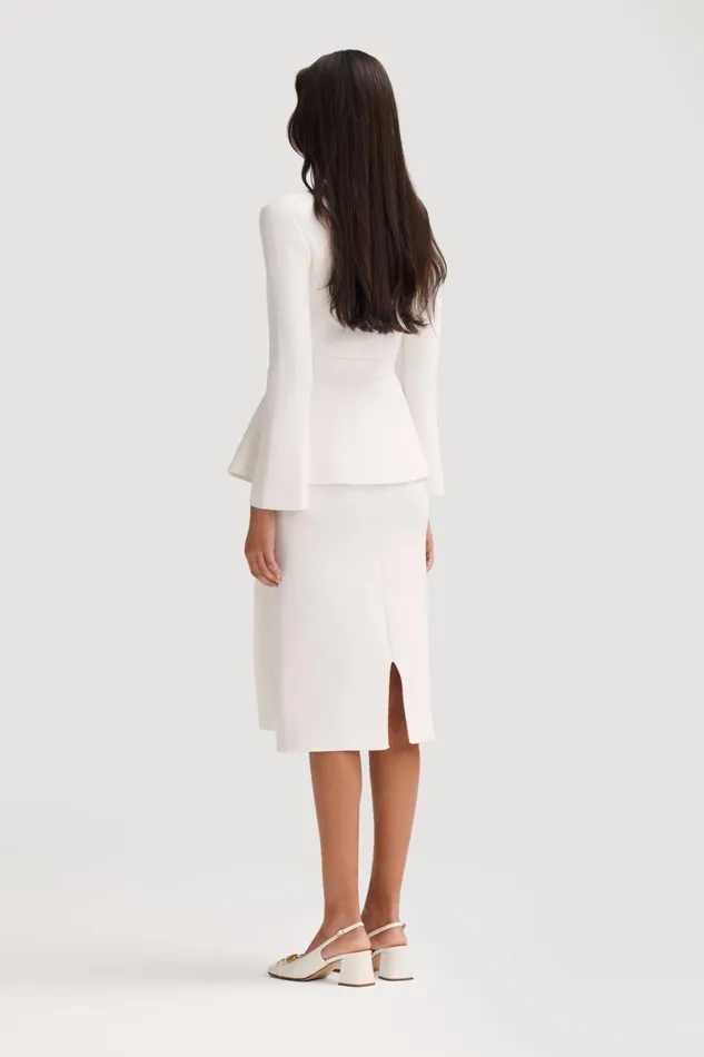Jackets Women Scanlan Theodore CREPE KNIT RUFFLE JACKET White Jackets Women Scanlan Theodore CREPE KNIT RUFFLE JACKET White