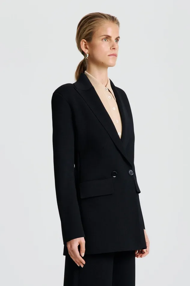 Jackets Women Scanlan Theodore CREPE KNIT TAILORED BLAZER Black Jackets Women Scanlan Theodore CREPE KNIT TAILORED BLAZER Black