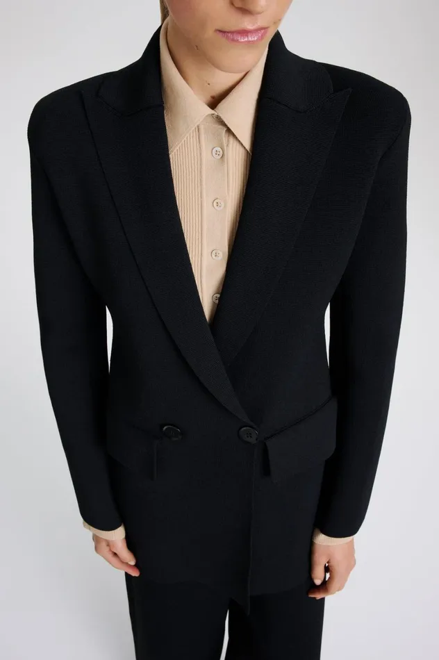 Jackets Women Scanlan Theodore CREPE KNIT TAILORED BLAZER Black Jackets Women Scanlan Theodore CREPE KNIT TAILORED BLAZER Black