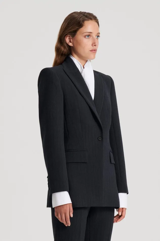Jackets Women Scanlan Theodore TAILORED STRIPE JACKET Charcoal Jackets Women Scanlan Theodore TAILORED STRIPE JACKET Charcoal
