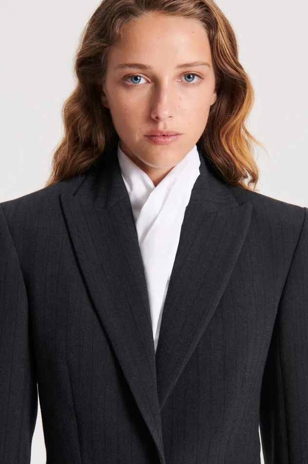 Jackets Women Scanlan Theodore TAILORED STRIPE JACKET Charcoal Jackets Women Scanlan Theodore TAILORED STRIPE JACKET Charcoal