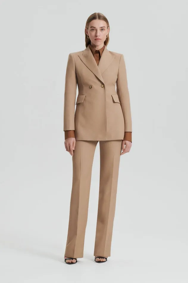 Jackets Women Scanlan Theodore WOOL BARATHEA TWO BUTTON JACKET Camel