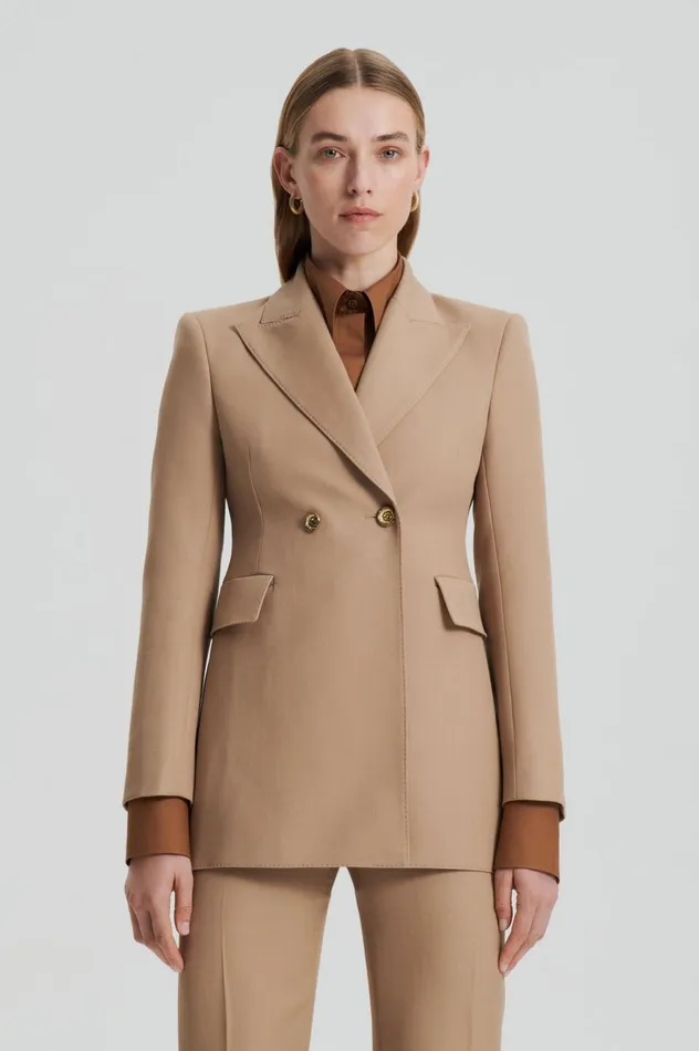 Jackets Women Scanlan Theodore WOOL BARATHEA TWO BUTTON JACKET Camel Jackets Women Scanlan Theodore WOOL BARATHEA TWO BUTTON JACKET Camel