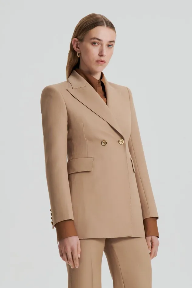 Jackets Women Scanlan Theodore WOOL BARATHEA TWO BUTTON JACKET Camel Jackets Women Scanlan Theodore WOOL BARATHEA TWO BUTTON JACKET Camel