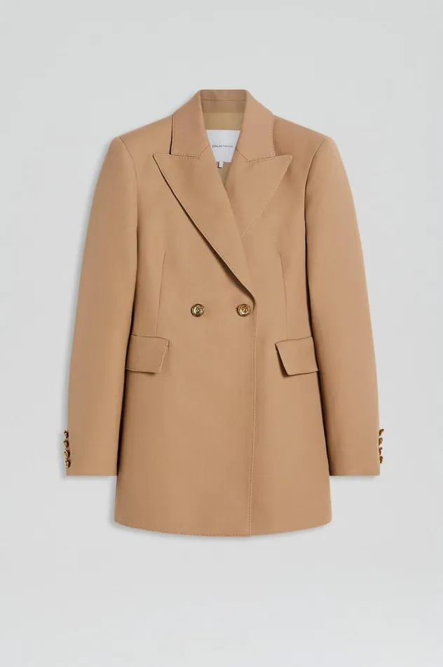 Jackets Women Scanlan Theodore WOOL BARATHEA TWO BUTTON JACKET Camel Jackets Women Scanlan Theodore WOOL BARATHEA TWO BUTTON JACKET Camel