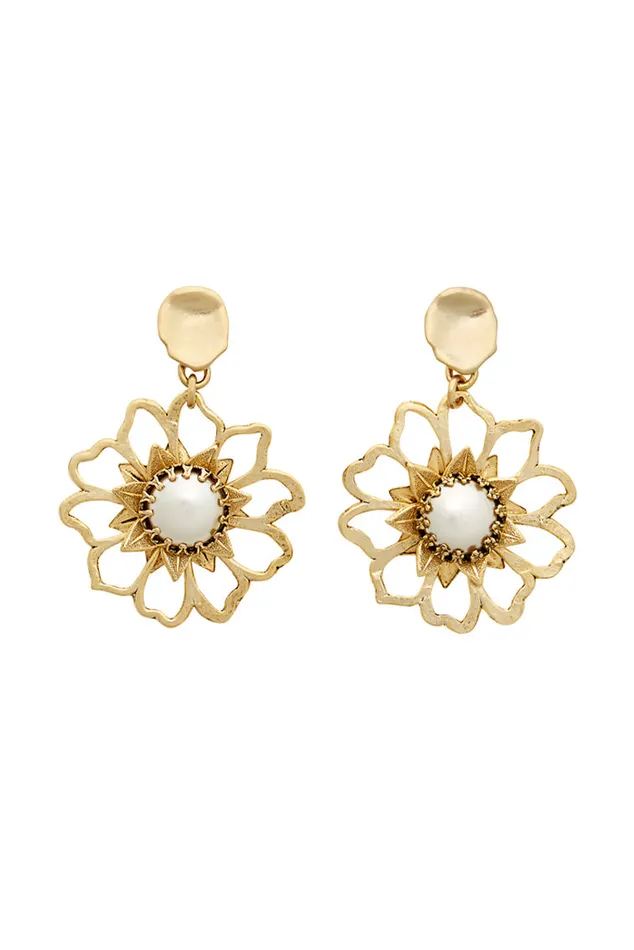 Jewelry Women LoveShackFancy BrinkerEliza Mini Flower Power Statement Earrings Gold