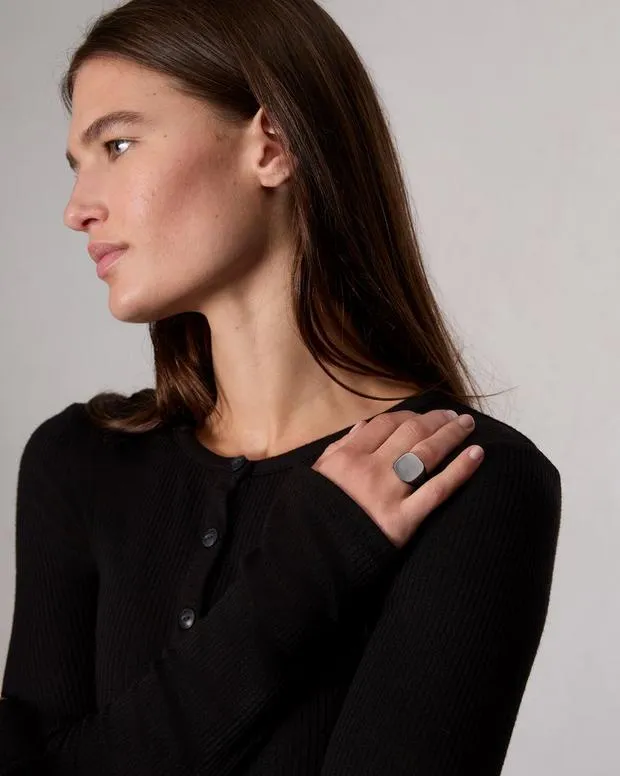 Jewelry WomenMen Rag and Bone The Square Signet Ring Black Titanium