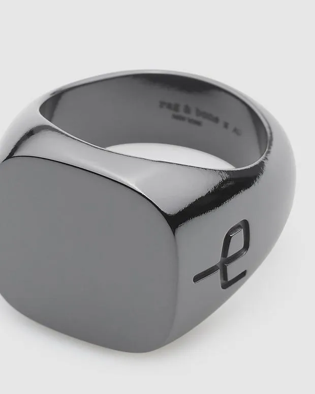 Jewelry WomenMen Rag and Bone The Square Signet Ring Black Titanium