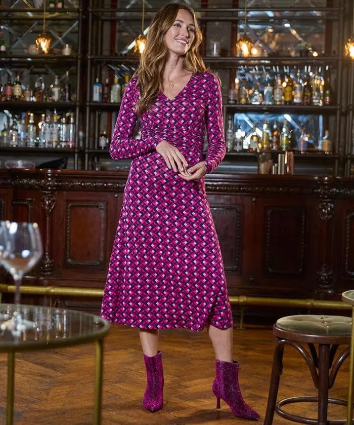 Joe Browns Dresses Women Glorious Geo Jersey Dress Pink Joe Browns Dresses Women Glorious Geo Jersey Dress Pink