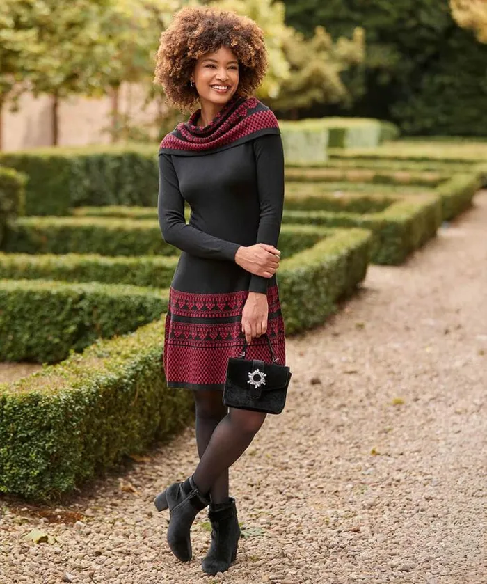 Joe Browns Knitwear and Cardigans Women Glamorous Glitter Knit Dress With Snood Black Joe Browns Knitwear and Cardigans Women Glamorous Glitter Knit Dress With Snood Black