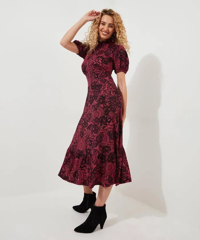 Joe Browns Petite Collection Women Lovely Lace Print Jersey Dress Pink Joe Browns Petite Collection Women Lovely Lace Print Jersey Dress Pink