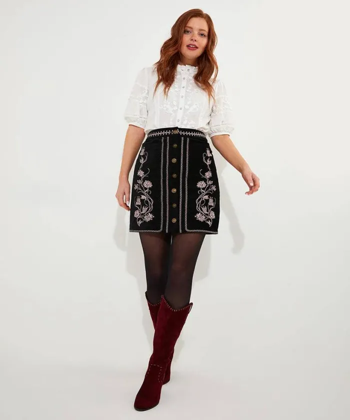 Joe Browns Skirts Women Embroidered Skirt Black Joe Browns Skirts Women Embroidered Skirt Black