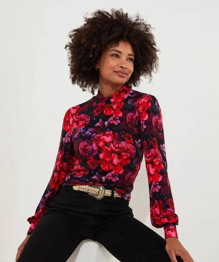Joe Browns Tops Tunics and Blouses Women Romantic Florals Jersey Print Top Red