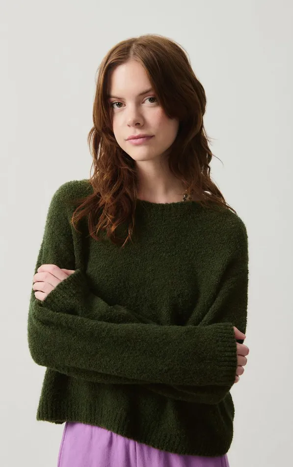 Jumper Cikoya Khaki Black Melange Women American Vintage Jumpers and Cardigans Jumper Cikoya Khaki Black Melange Women American Vintage Jumpers and Cardigans