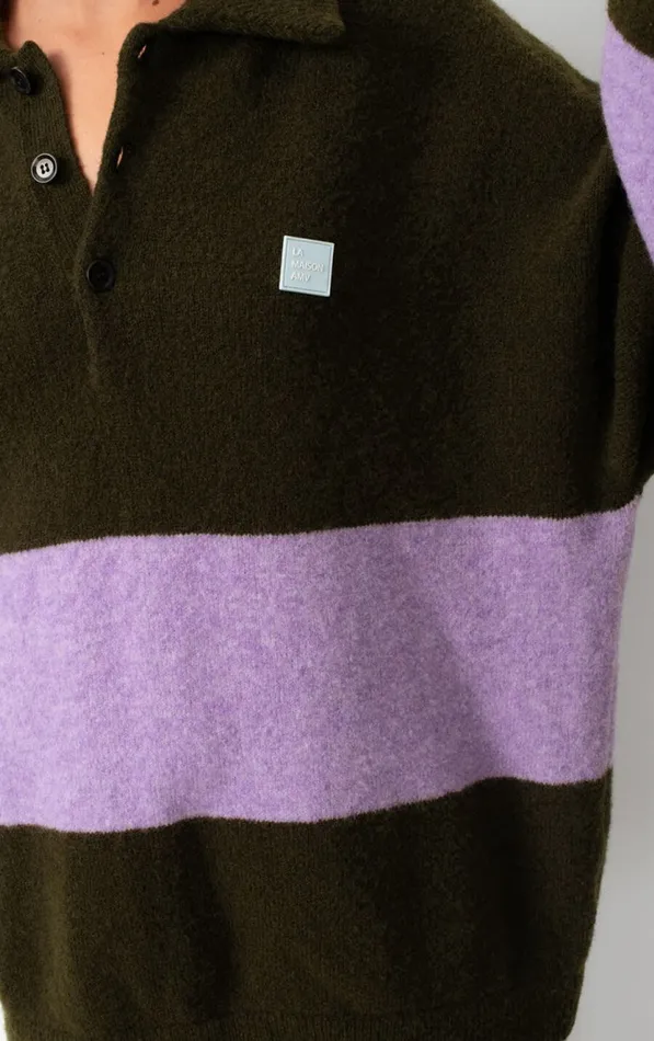 Jumper Gylson Khaki Striped Lilac Melange WomenMen American Vintage Jumpers and Cardigans Jumper Gylson Khaki Striped Lilac Melange WomenMen American Vintage Jumpers and Cardigans