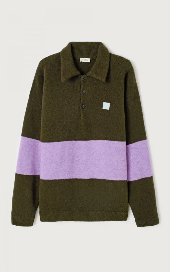 Jumper Gylson Khaki Striped Lilac Melange WomenMen American Vintage Jumpers and Cardigans Jumper Gylson Khaki Striped Lilac Melange WomenMen American Vintage Jumpers and Cardigans