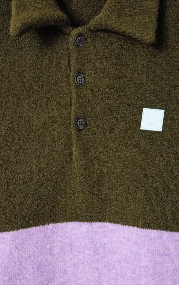 Jumper Gylson Khaki Striped Lilac Melange WomenMen American Vintage Jumpers and Cardigans Jumper Gylson Khaki Striped Lilac Melange WomenMen American Vintage Jumpers and Cardigans
