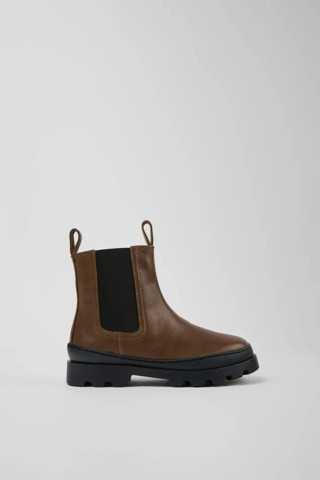 Kids Brutus Brown Leather Chelsea Boots For Kids Camper Boots Kids Brutus Brown Leather Chelsea Boots For Kids Camper Boots