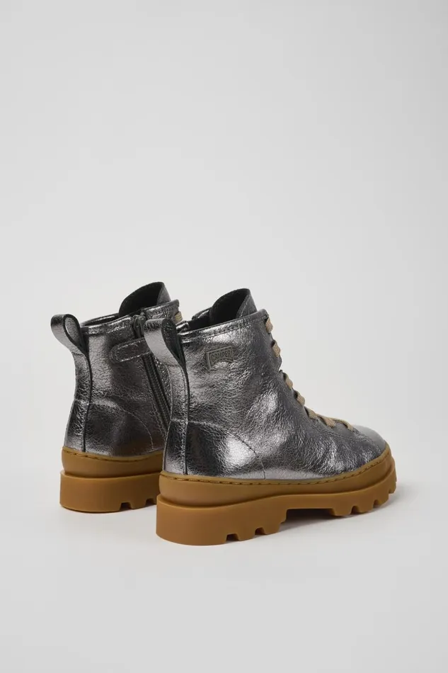 Kids Brutus Gray Leather Ankle Boots For Kids Camper Boots Kids Brutus Gray Leather Ankle Boots For Kids Camper Boots