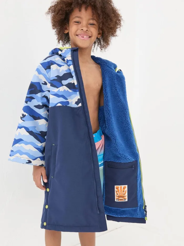 Kids Coats and Jackets Fat Face Blue Waterproof Changing Robe
