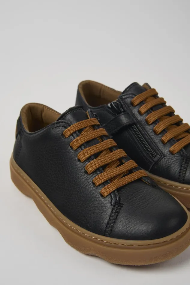 Kids Kiddo Black Leather Shoes For Kids Camper Casual Shoes