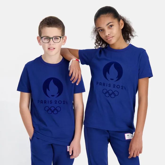 Kids Le Coq Sportif Tshirts Paris 2024 TShirt Kids Blue Depths