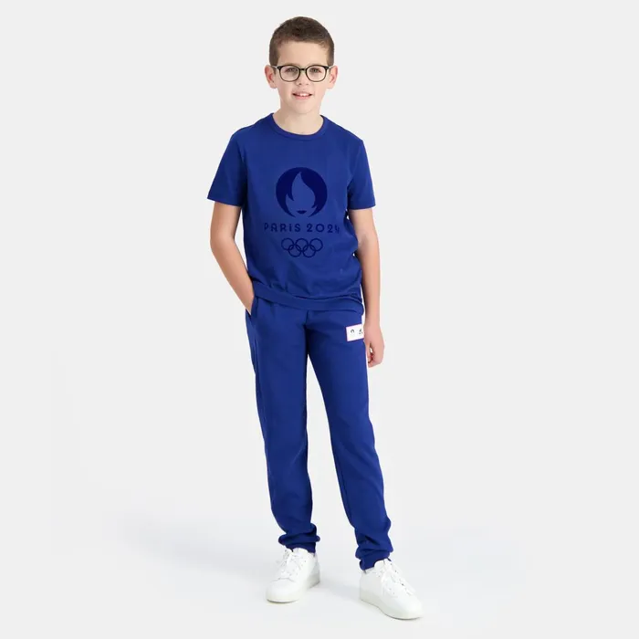 Kids Le Coq Sportif Tshirts Paris 2024 TShirt Kids Blue Depths
