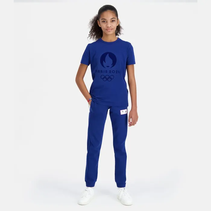 Kids Le Coq Sportif Tshirts Paris 2024 TShirt Kids Blue Depths