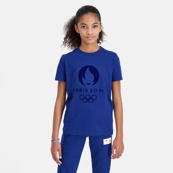 Kids Le Coq Sportif Tshirts Paris 2024 TShirt Kids Blue Depths