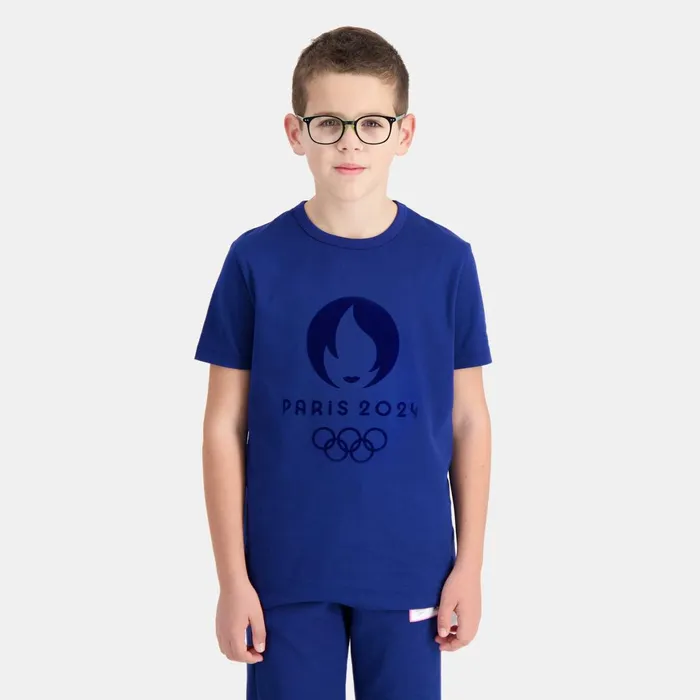 Kids Le Coq Sportif Tshirts Paris 2024 TShirt Kids Blue Depths