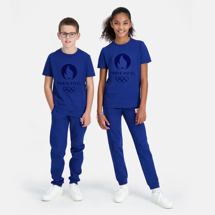 Kids Le Coq Sportif Tshirts Paris 2024 TShirt Kids Blue Depths