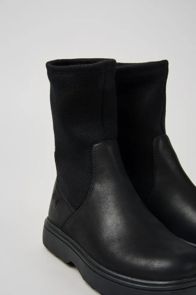 Kids Norte Black Leather Boots For Kids Camper Boots