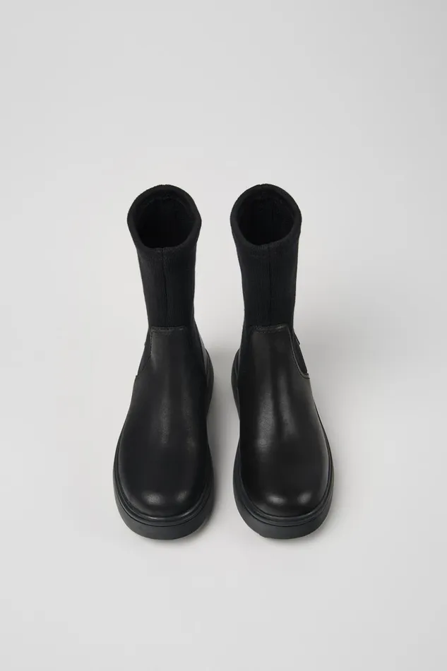 Kids Norte Black Leather Boots For Kids Camper Boots Kids Norte Black Leather Boots For Kids Camper Boots