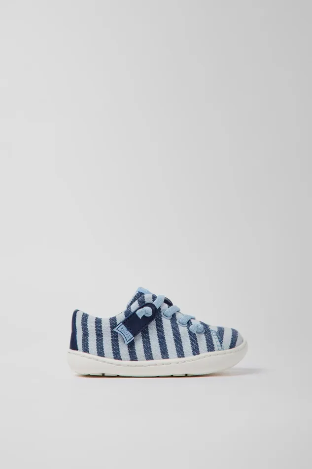 Kids Peu Blue Recycled Cotton Shoes For Kids Camper Hook And Loop Kids Peu Blue Recycled Cotton Shoes For Kids Camper Hook And Loop