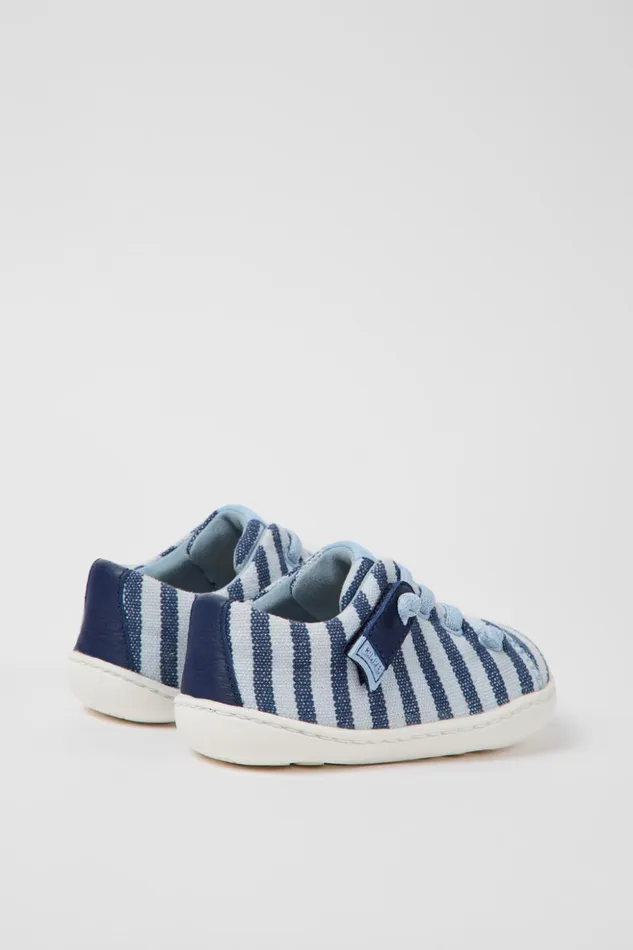 Kids Peu Blue Recycled Cotton Shoes For Kids Camper Hook And Loop Kids Peu Blue Recycled Cotton Shoes For Kids Camper Hook And Loop