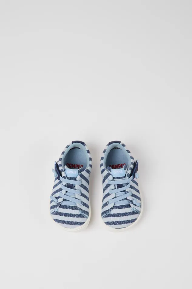 Kids Peu Blue Recycled Cotton Shoes For Kids Camper Hook And Loop Kids Peu Blue Recycled Cotton Shoes For Kids Camper Hook And Loop