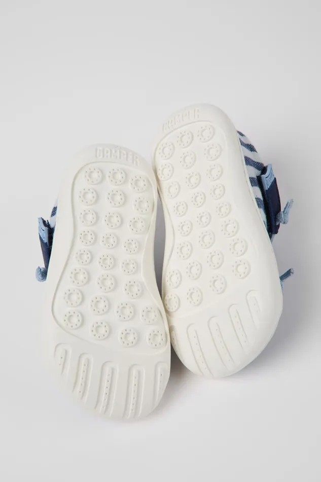 Kids Peu Blue Recycled Cotton Shoes For Kids Camper Hook And Loop Kids Peu Blue Recycled Cotton Shoes For Kids Camper Hook And Loop