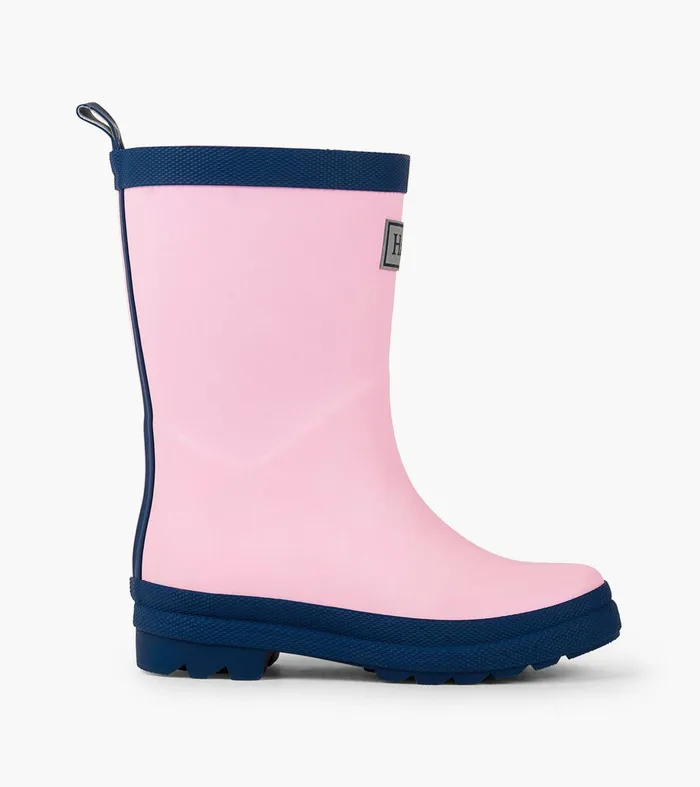 Kids Pink and Navy Matte Rain Boots Hatley