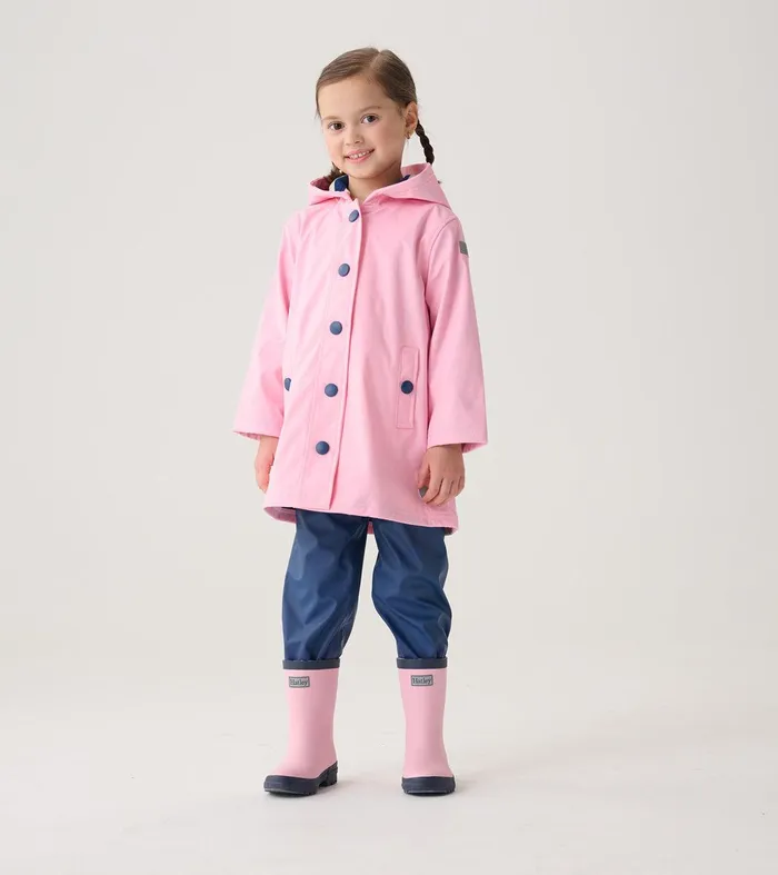 Kids Pink and Navy Matte Rain Boots Hatley