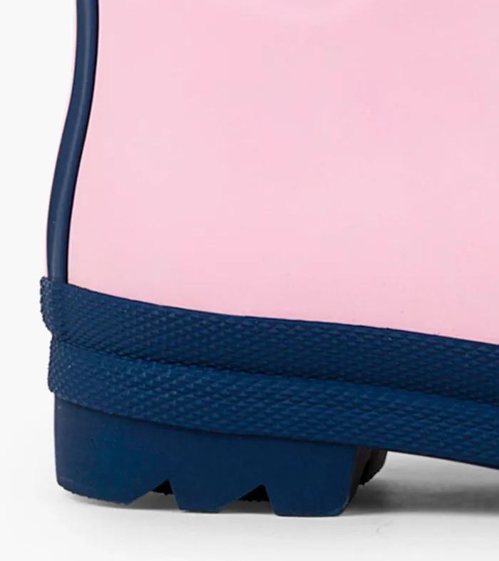 Kids Pink and Navy Matte Rain Boots Hatley