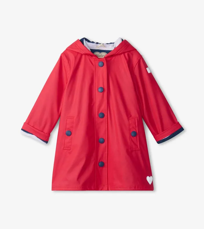 Kids Red and Navy ButtonUp Rain Jacket Hatley